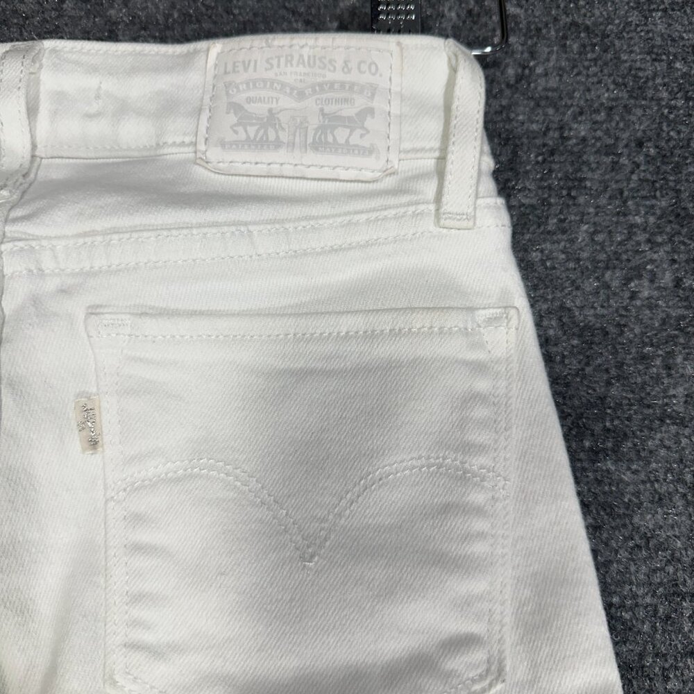 Levis 712 Slim Jeans Womens 25 White Cotton Stretch Pockets Tapered Leg - Picture 9 of 9